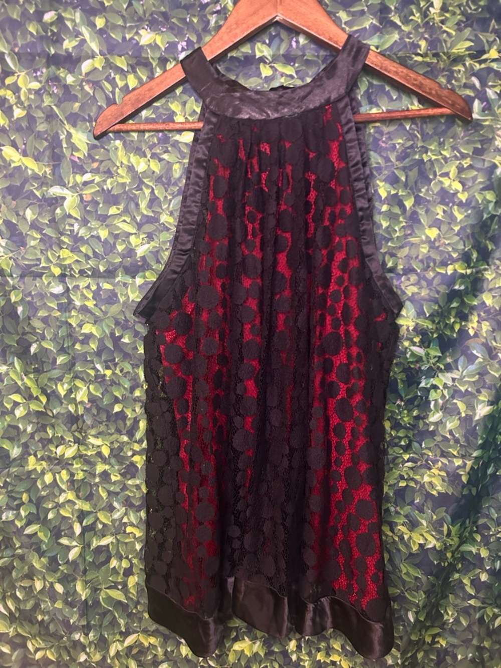 Nicole by Nicole Miller Black Lace Overlay with Red Underlayer